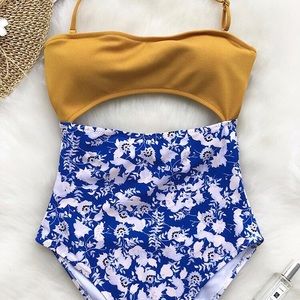 Blue eyes Halter one-piece swimsuit